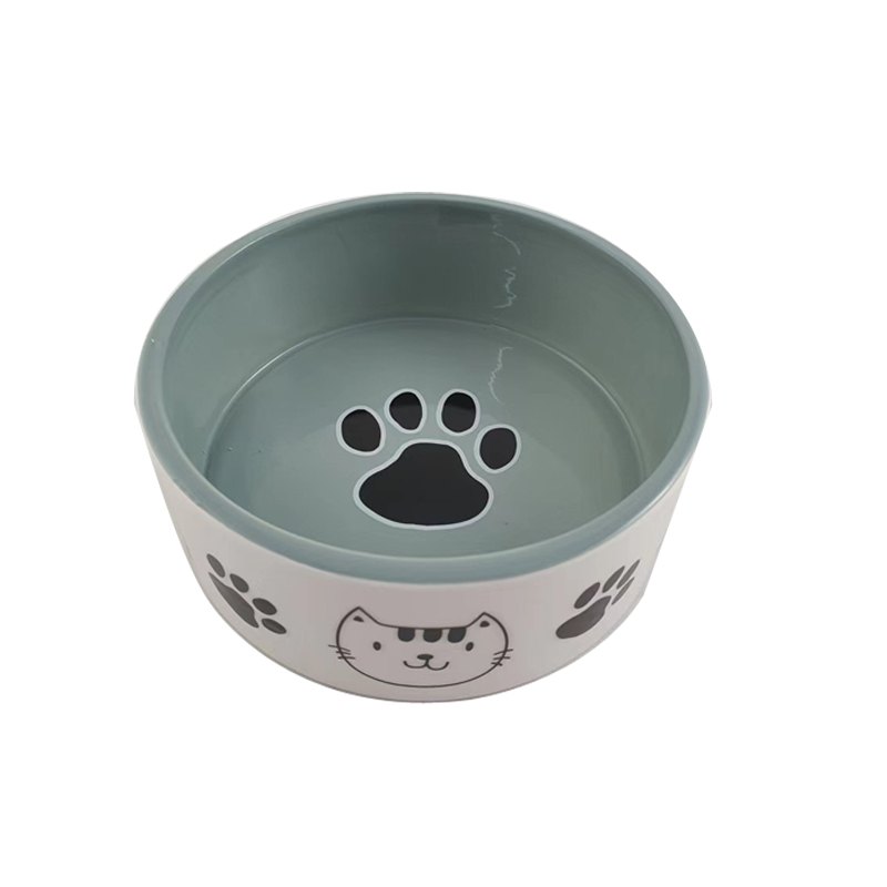 Ceramic Pet Bowl 12.7x4.8cm Cat & Paw Dsn