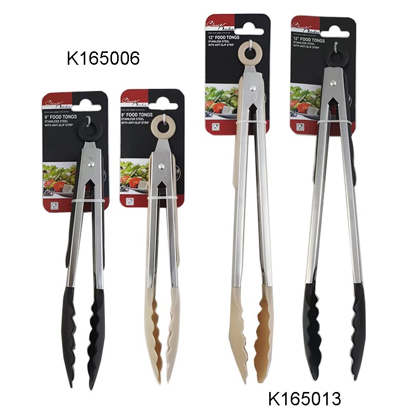 S/steel Tongs 26.5cm with Anti-slip Strip