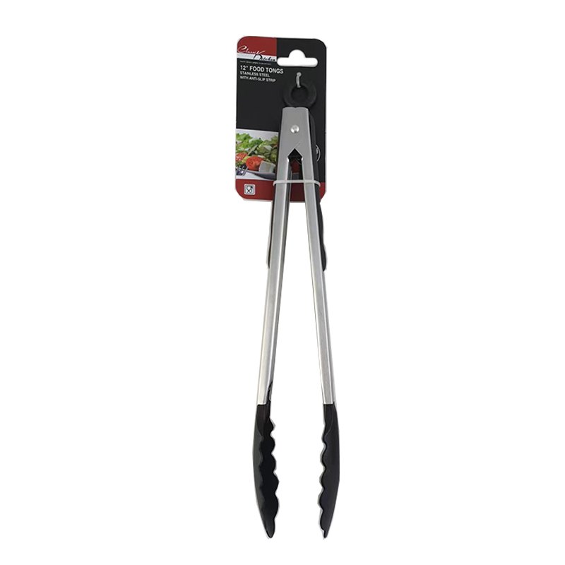 S/steel Tongs 34.5cm with Anti-slip Strip