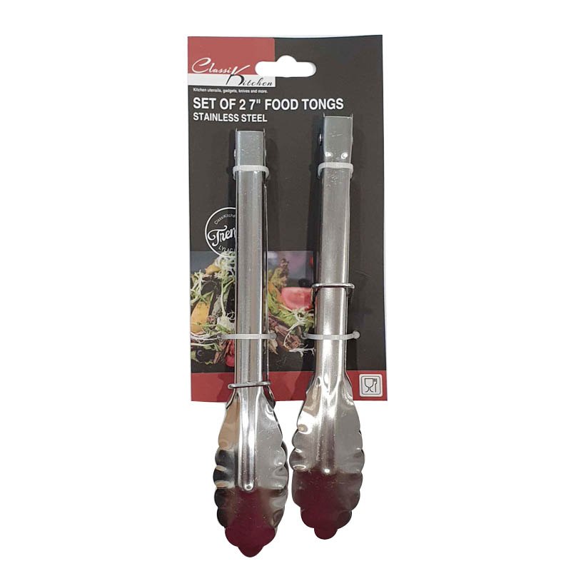S/steel Tongs 17.5cm PK of 2