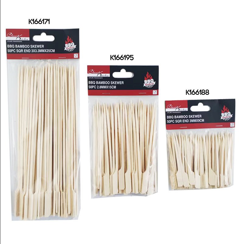 Bamboo Skewer 50pc Sqr End 3X3.3MMX25CM
