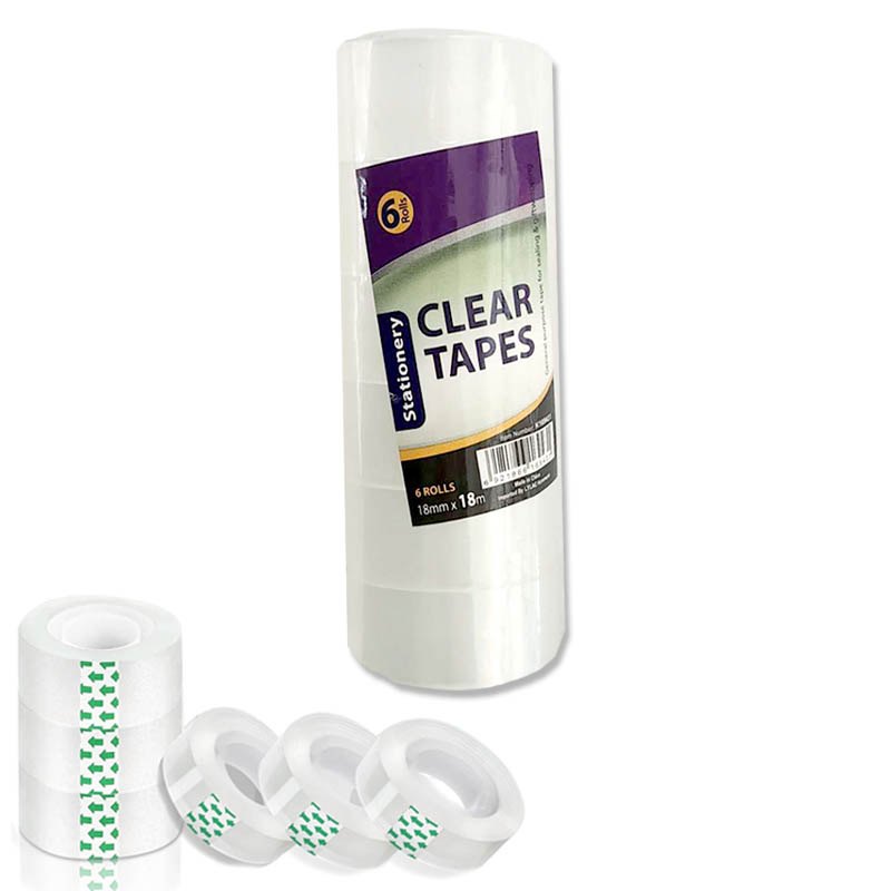 6pk Clear Tape 18MMX18M