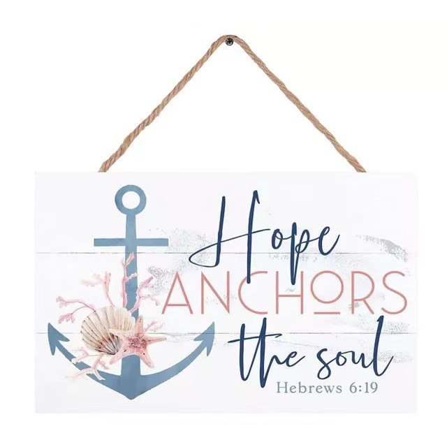 Wooden Plaque Hope Anchors 34x20cm