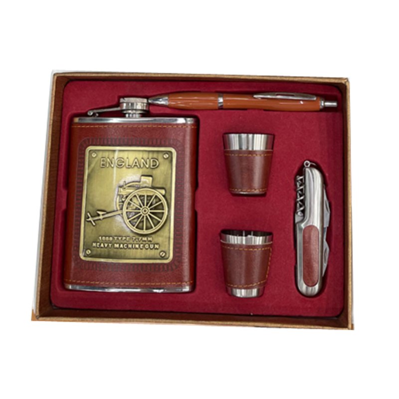 Men's Flask Gift Set + KNIFE+2CUPS+PEN
