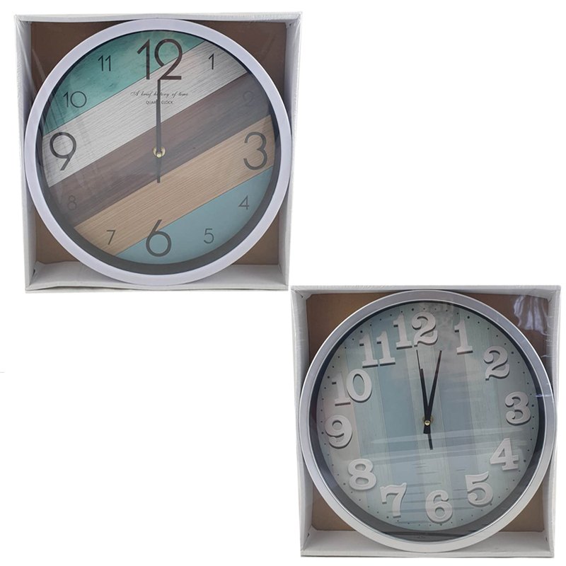 Clock Plastic Rnd 30cm Ocean Blue
