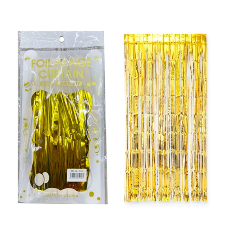 Foil Fringe Curtain 1x2m Gold