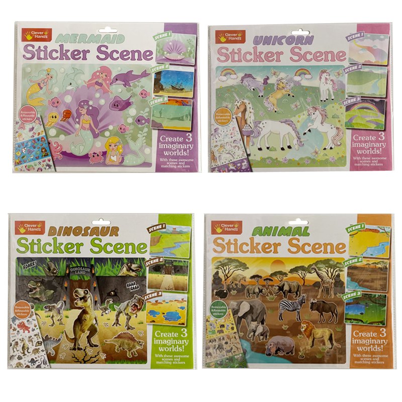 Kids Sticker Scene Book 4 Assorted