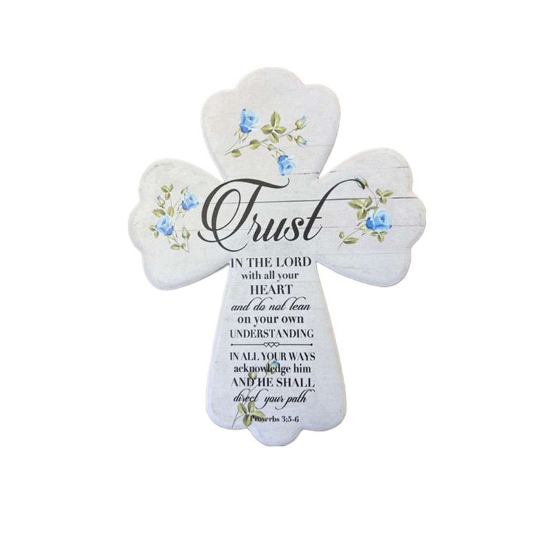 Ceramic Plaque Cross 10x19cm Trust