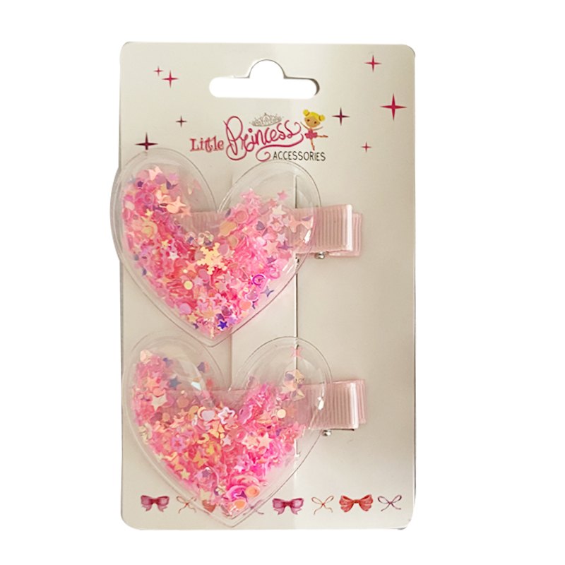 Kids Hair Clips 2pc Heart Confetti