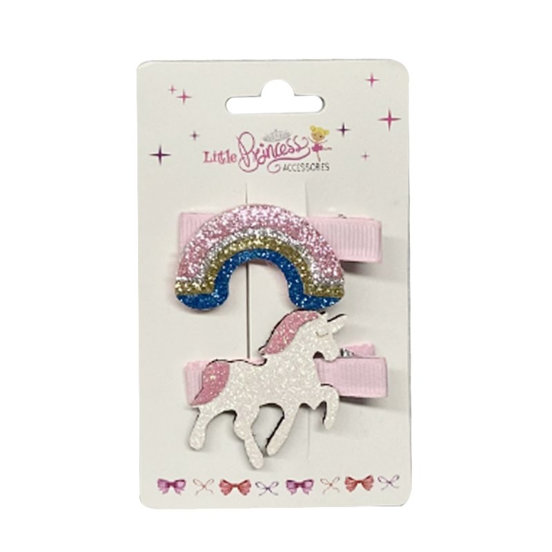 Kids Hair Clips 2pc Unicorn/rainbow