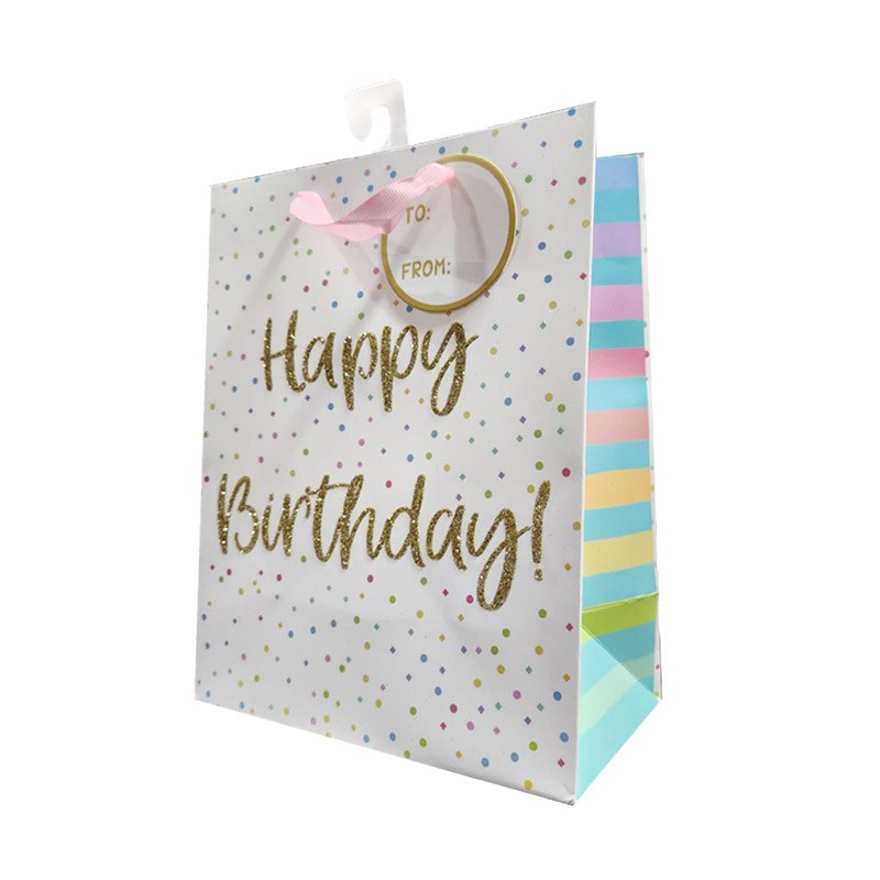 Gift Bag Colorful Dots Birthday Medium 23x18x10cm
