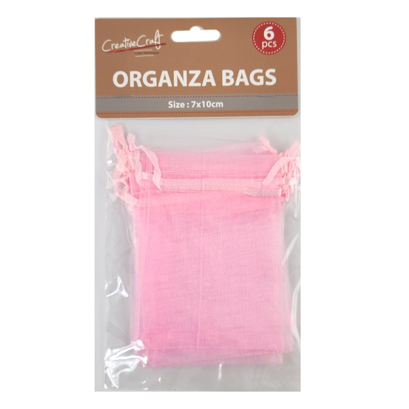 Craft Organza Bag 6pk 7x10cm L. Pink
