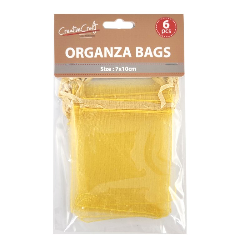 Craft Organza Bag 6pk 7x10cm Gold