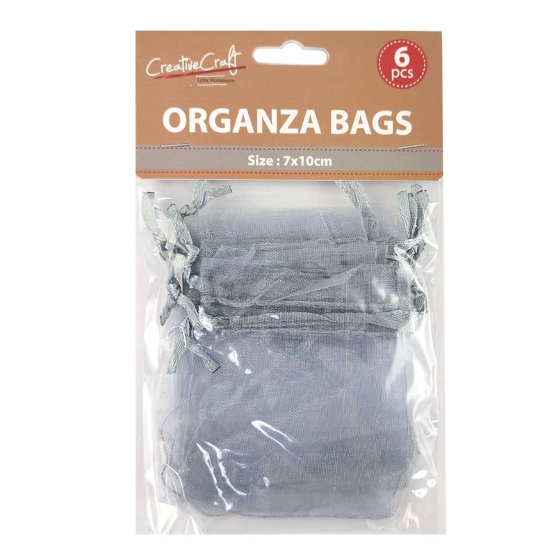 Craft Organza Bag 6pk 7x10cm Silver