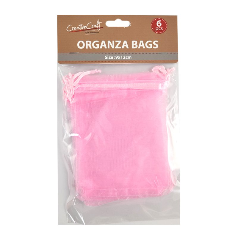 Craft Organza Bag 6pk 9x12cm L. Pink