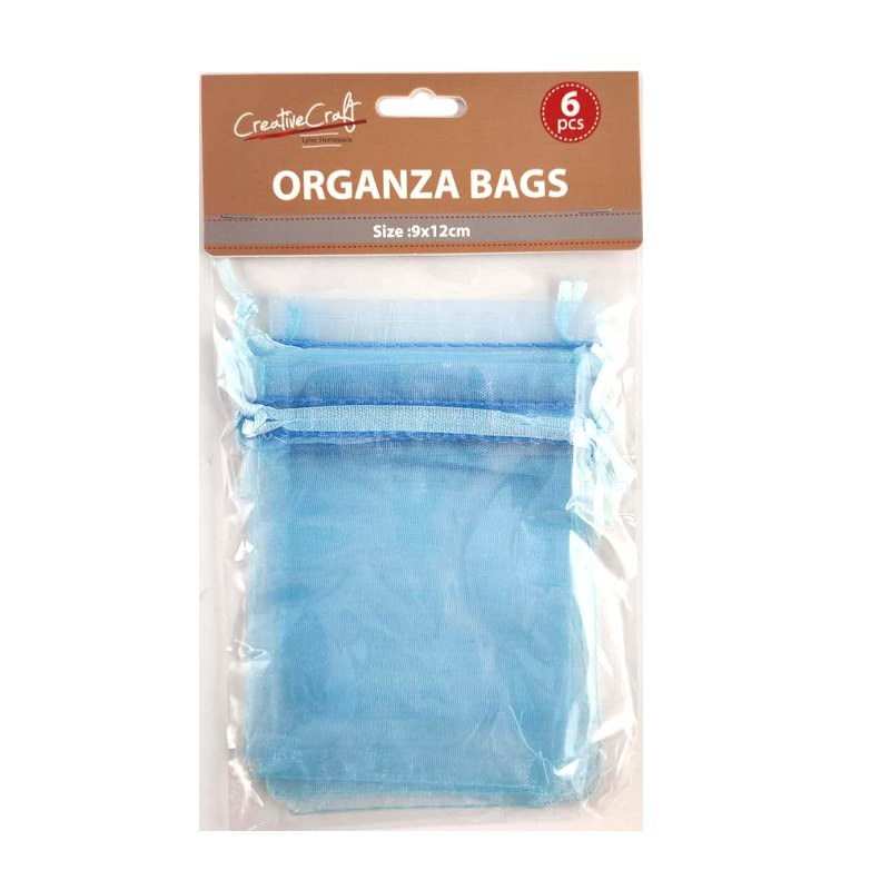 Craft Organza Bag 6pk 9x12cm L. Blue