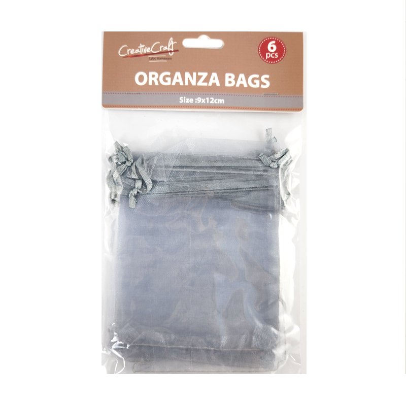 Craft Organza Bag 6pk 9x12cm Silver