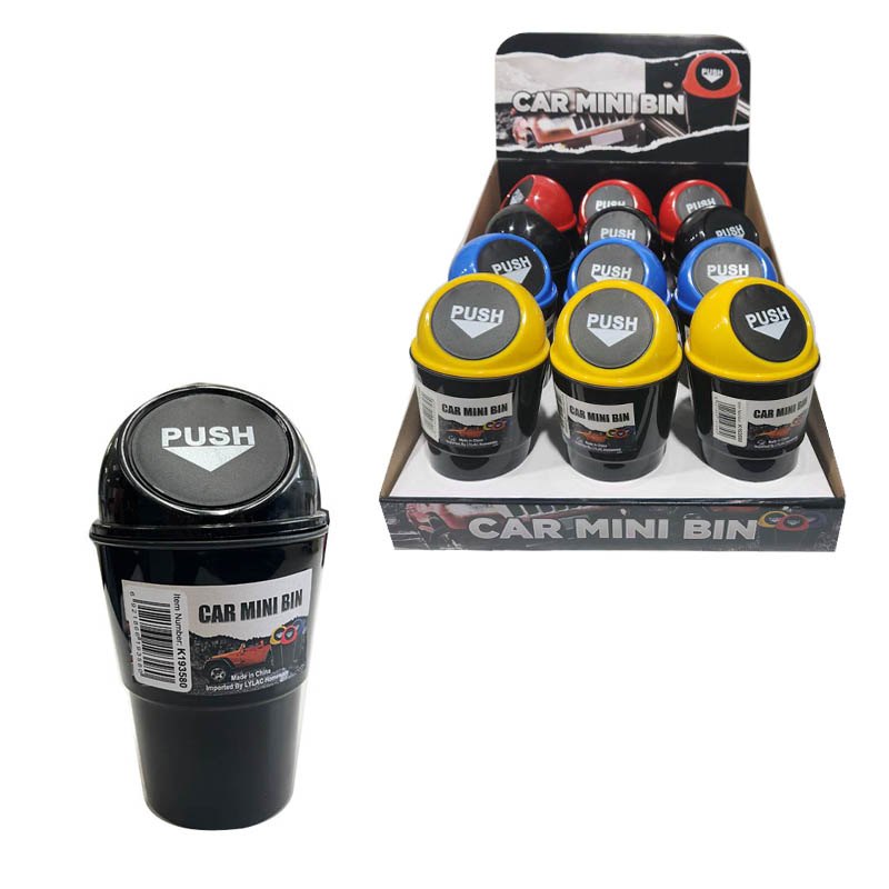 Car Mini Push Cover Trash Can 16x9cm