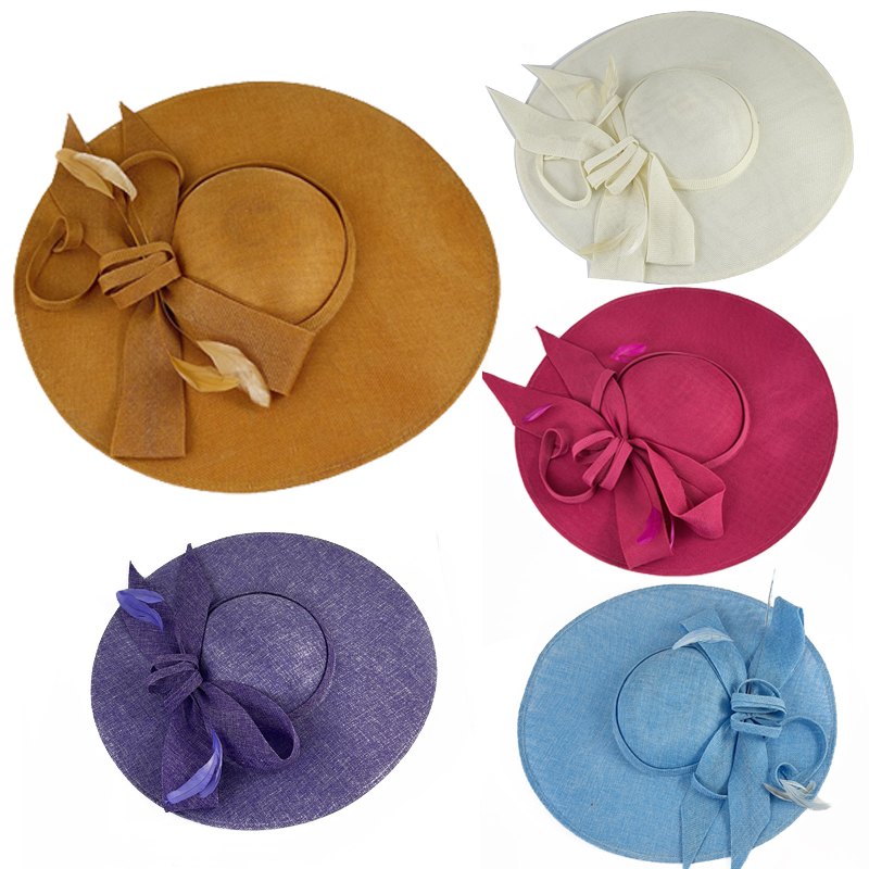 Fascinator Hat Burlap with Bow 40cm Assorted Colours
