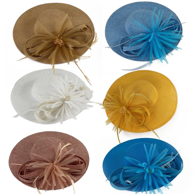 Fascinator Hat Burlap with Flower 30cm Assorted Colours