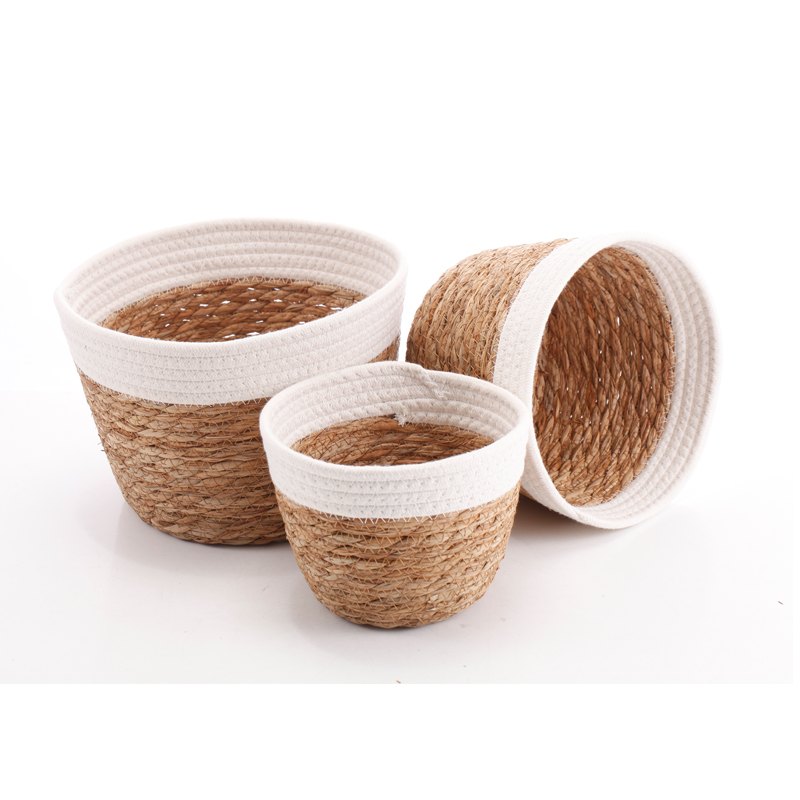 S/3 Seagrass/cotton Rope 25x18cm