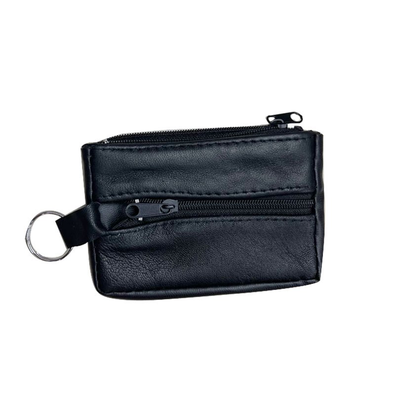 Leather Key Purse with Zippers 10x6.5cm