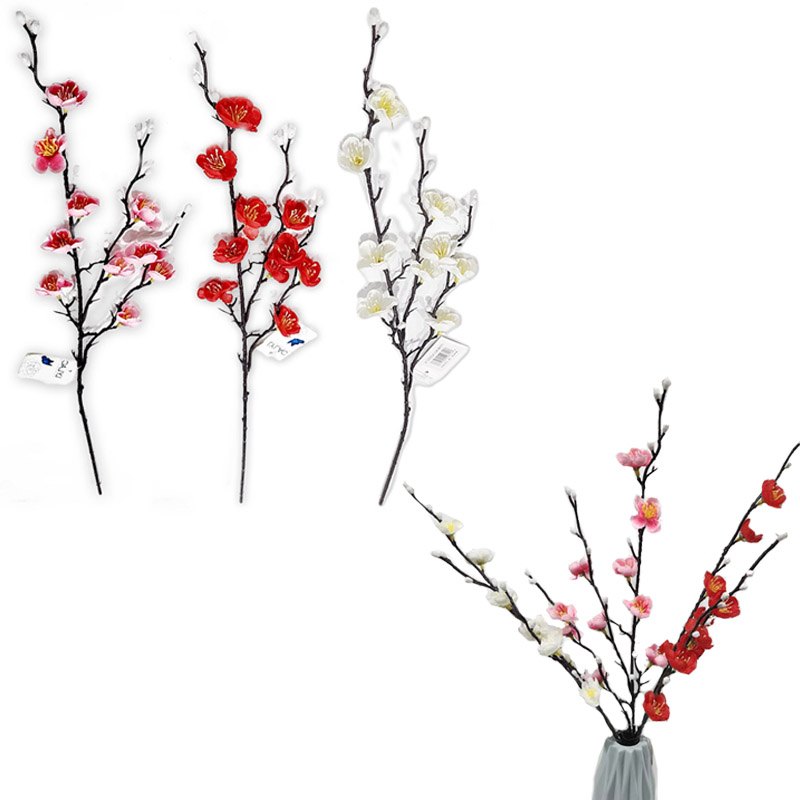 Flower Plum Blossom 3branch 52cm Assorted Colours