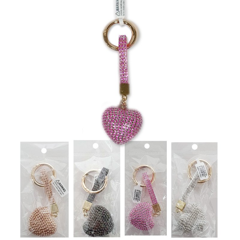 Keyring Diamante Heart Assorted Colours