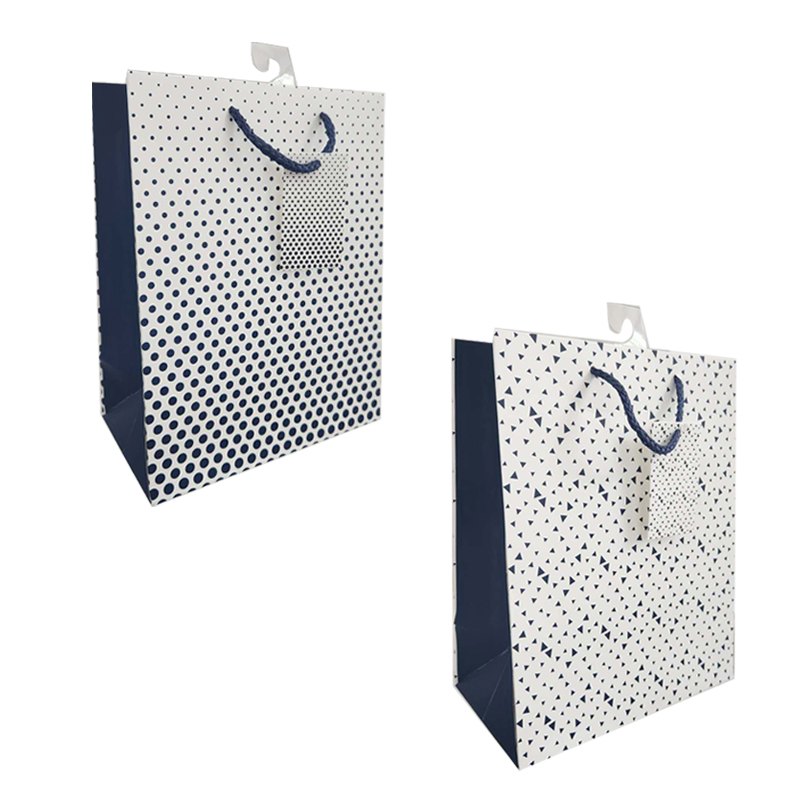 Gift Bag Blue Patterns L 26x32x10cm