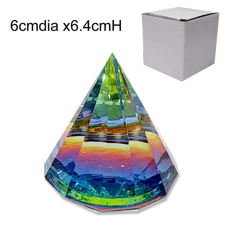 Crystal Pyramid Paper Weight 6cmdiax6.4cmH