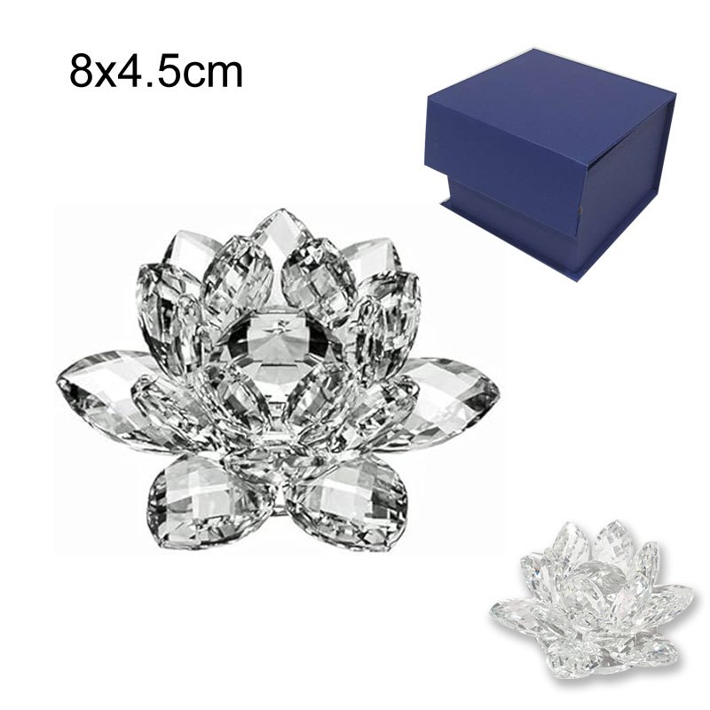 Crystal Lotus with Diamond 8x4.5cm