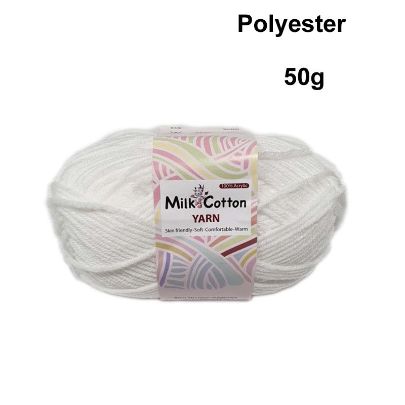 Knitting Yarn Milk Cotton 50g 4ply White