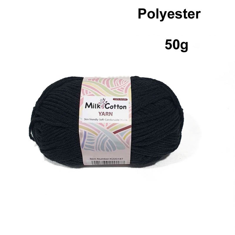 Knitting Yarn Milk Cotton 50g 4ply Black