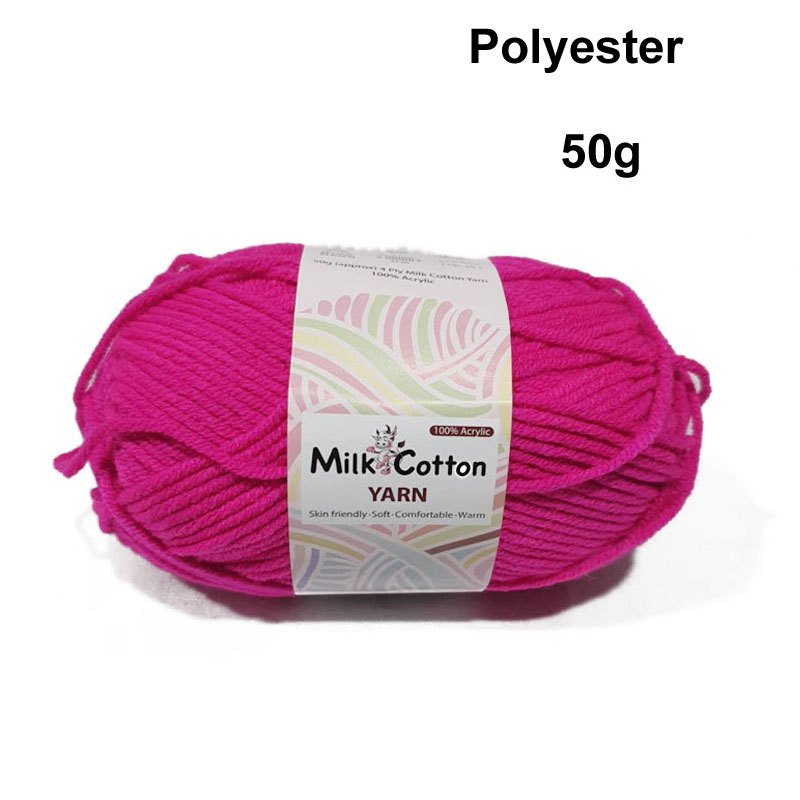 Knitting Yarn Milk Cotton 50g 4ply Hot Pink