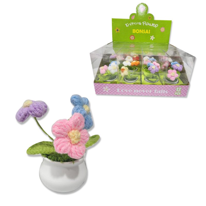 Knitted Flower Pot 3Hd