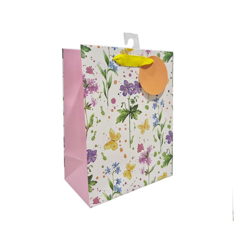 Gift Bag Watercolor Flowers L 26x32x10c