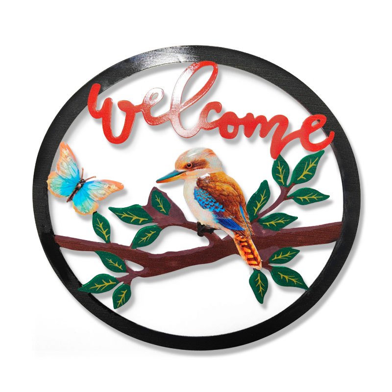 Metal Wall Art Cockaburra Welcome 50x50cm
