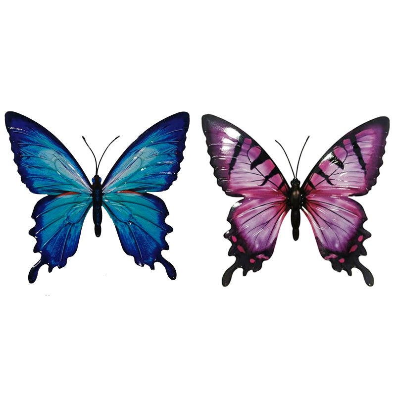 Metal Wall Art Butterfly 36x32cm Assorted Colours