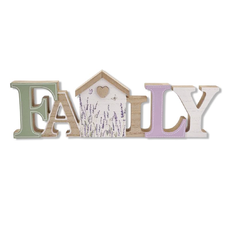 Wooden Lavender Plaque Family 30x9x1.8cm