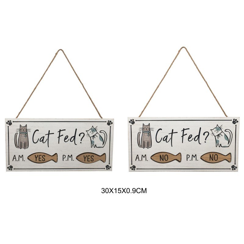 Wooden Plaque Cat Fed? 30x15cm