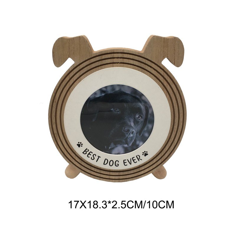 Wooden Rnd Photo Frame Dog 17x2.5x18.3cm