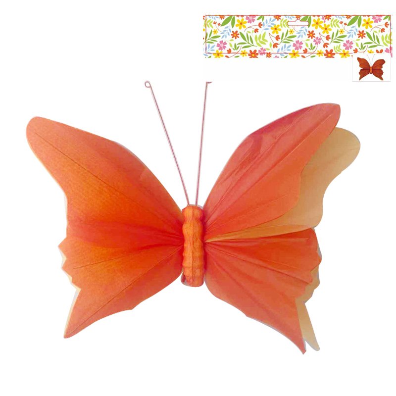 Paper Butterfly with Clip Orange