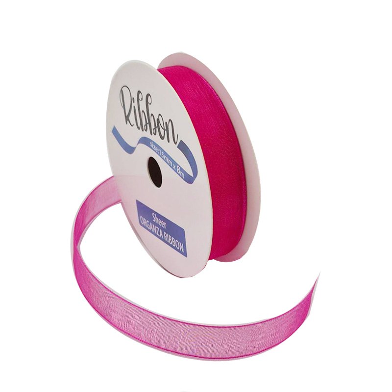 Ribbon Organza 15mmx8m Hot Pink