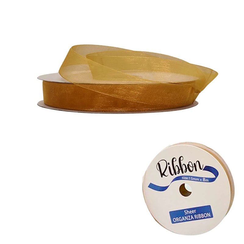 Ribbon Organza 15mmx8m Gold