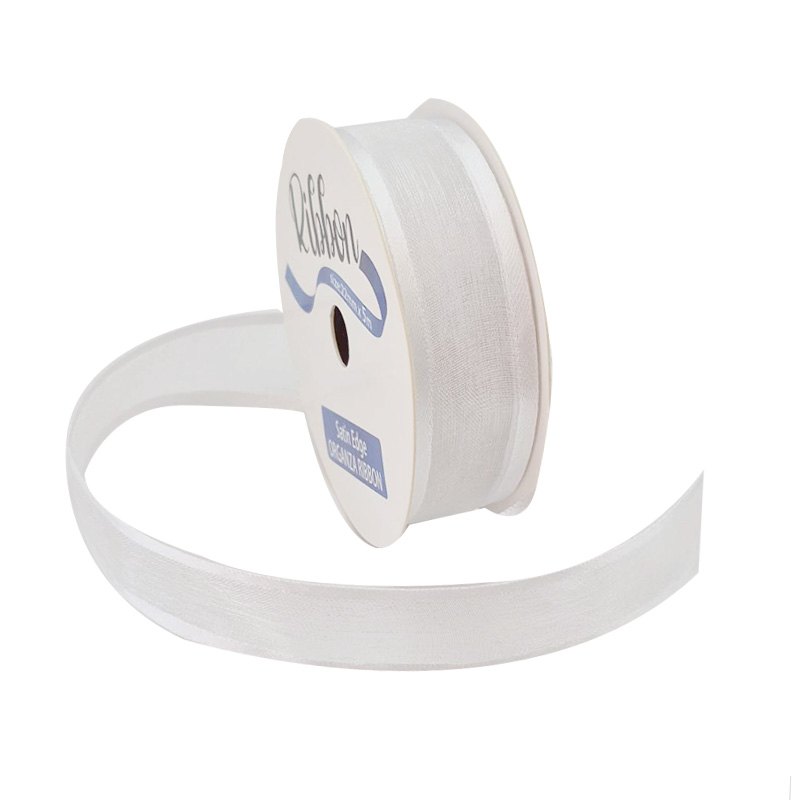 Ribbon Organza Satin Edge 22mmx5m White