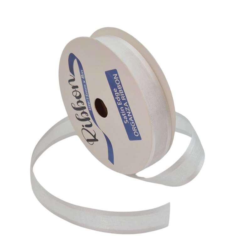 Ribbon Organza Satin Edge 15mmx8m White