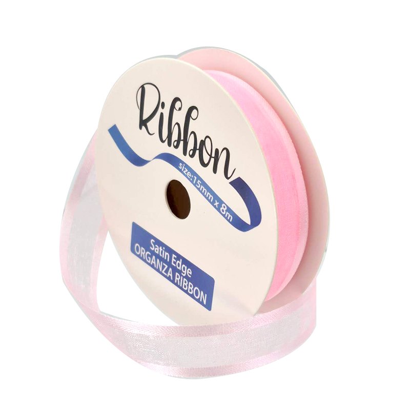 Ribbon Organza Satin Edge 15mmx8m Baby Pink