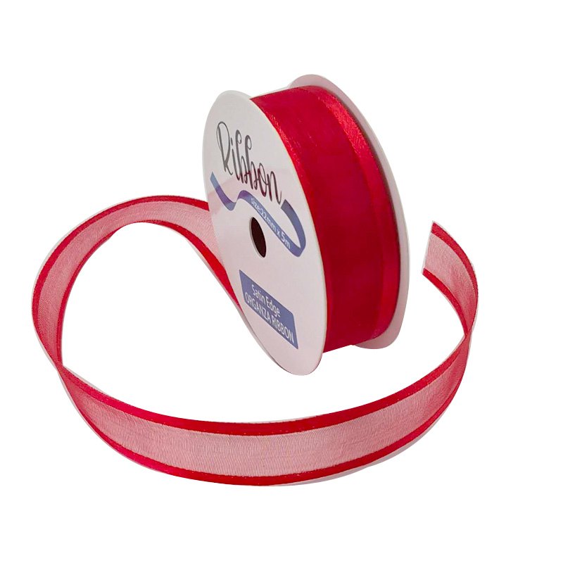 Ribbon Organza Satin Edge 22mmx5m Red