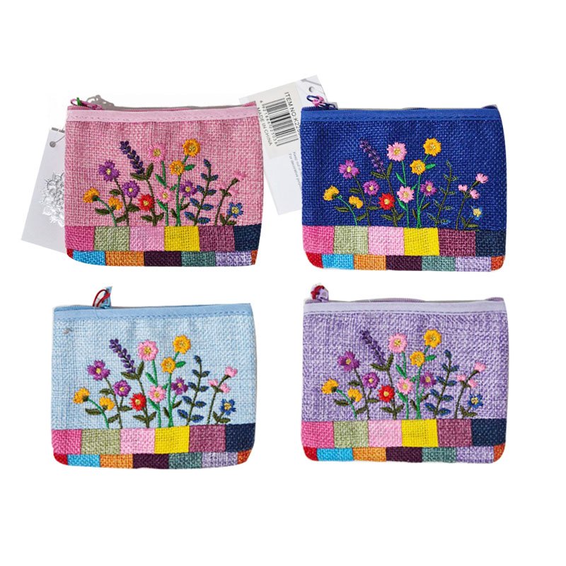 Embroidered Wallet 13x10cm 4 Assorted