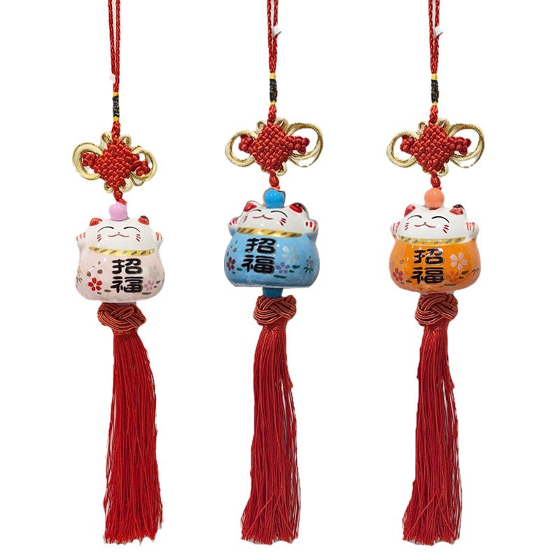 Chinese Fortune Cat Hanger 6x23cm Assorted Colours